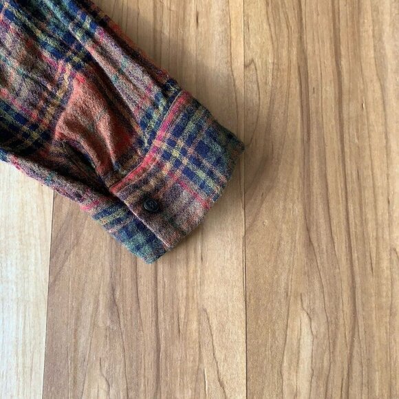 Madewell Womens Small Blouse Top Brown Rust Plaid Rayon Wool Blend Long Sleeves - Picture 7 of 10